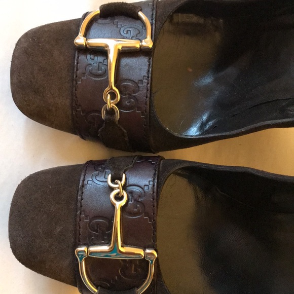 Gucci Pumps Chocolate Brown w/Silver Horse Bit Excellent Condition Size 10 - Picture 5 of 8